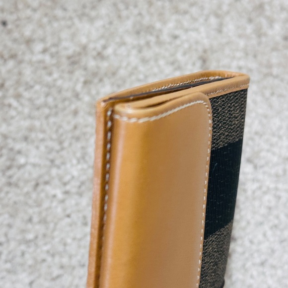 Vintage FENDI Penguins Wide Stripe Brown& Black Canvas Wallet - Picture 15 of 16